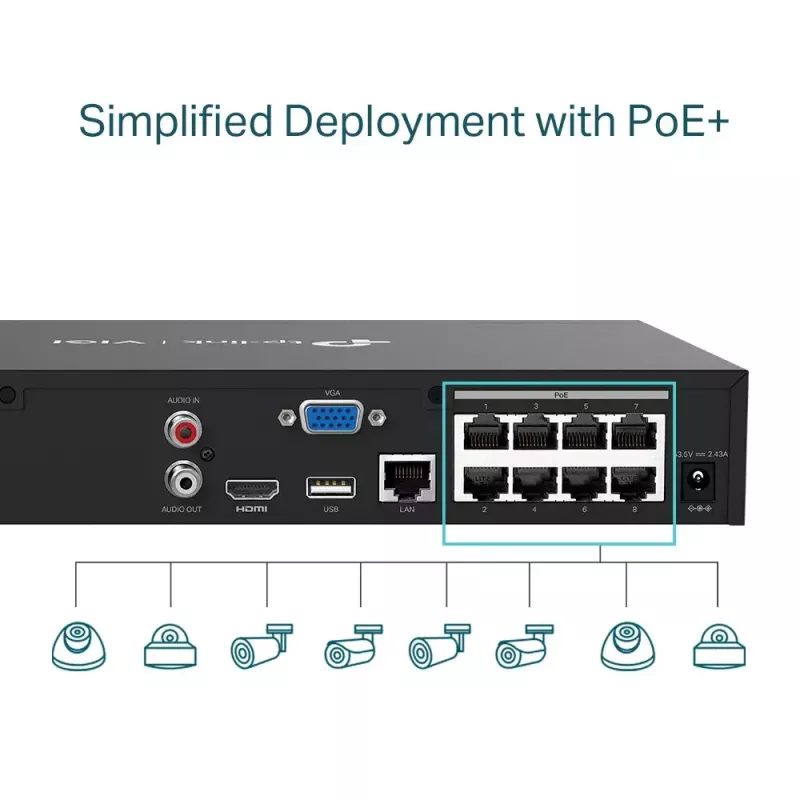 TP-Link VIGI 8-kanaliline PoE+ võrgu videosalvesti