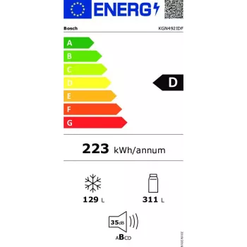 Külmik-sügavkülmik Bosch Serie 4 KGN492IDF, vabaltseisev, 440 L (311 L külmik / 129 L sügavkülmik), roostevaba teras, D energiaklass