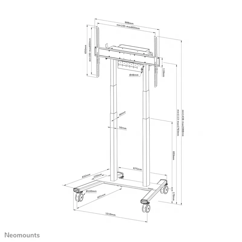 Neomounts FL55-875BL1 TV-kärn 55-100 tolli - mootoriga - TÜV