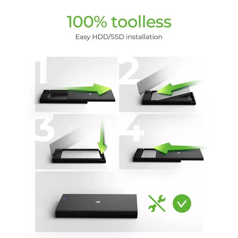 ICY BOX IB-200T-C3 SSD-korpus Must 2,5 tolli
