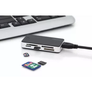 DIGITUS USB 3.0 kaardiluger, toetab MS/SD/SDHC/MiniSD/M2/CF/MD/SDXC kaarte, 1M USB A ühenduskaabel