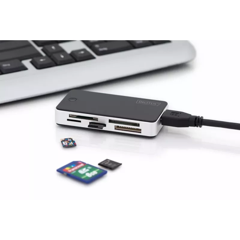 DIGITUS USB 3.0 kaardiluger, toetab MS/SD/SDHC/MiniSD/M2/CF/MD/SDXC kaarte, 1M USB A ühenduskaabel