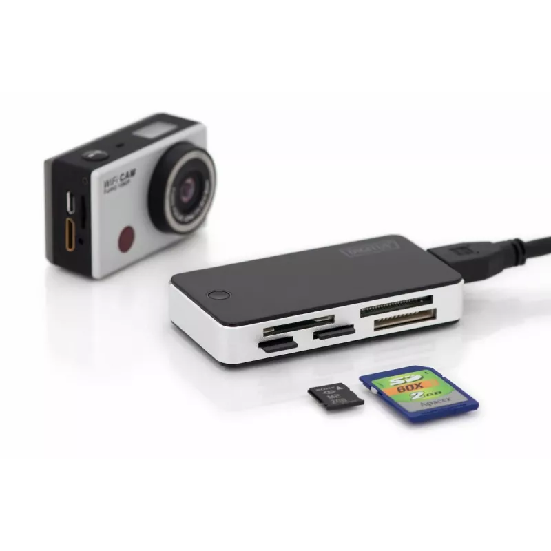 DIGITUS USB 3.0 kaardiluger, toetab MS/SD/SDHC/MiniSD/M2/CF/MD/SDXC kaarte, 1M USB A ühenduskaabel