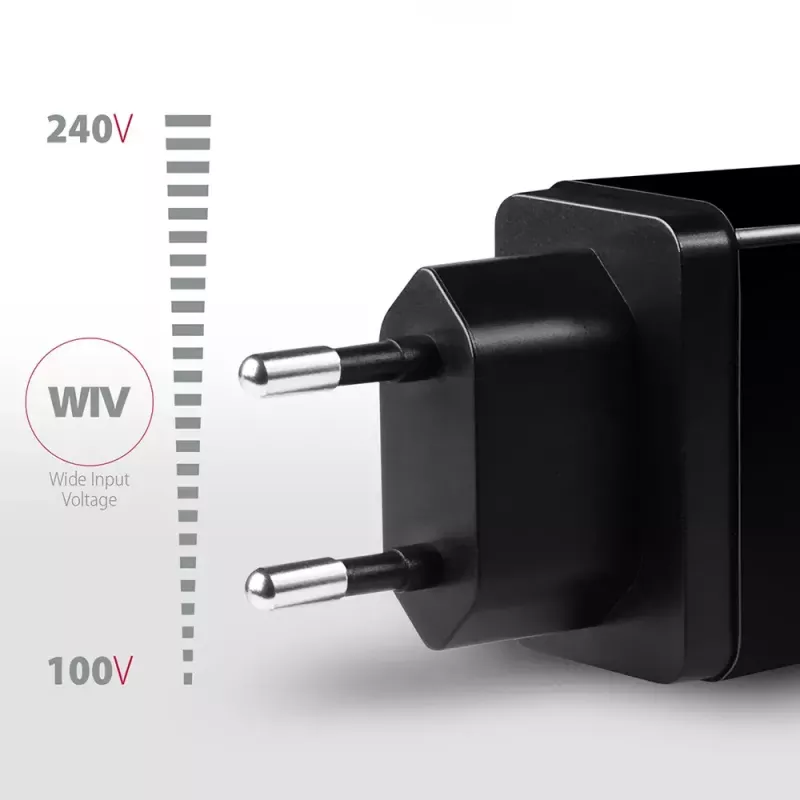 Axagon ACU-QS24 QUICK ja SMART seinadapter, 2x USB-port QC3.0/AFC/FCP + 5V-1,2A, 24W