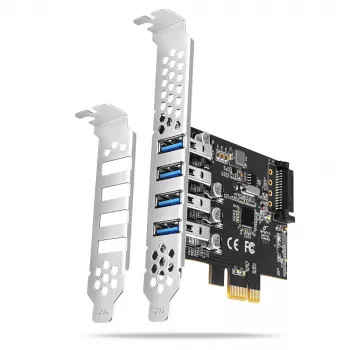 “Axagon PCEU-43RS” PCIe kaart - 4x USB 5 Gbps port, topelt toide, “Renesas PD720201”, SP ja LP