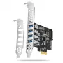 “Axagon PCEU-43RS” PCIe kaart - 4x USB 5 Gbps port, topelt toide, “Renesas PD720201”, SP ja LP
