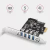 “Axagon PCEU-43RS” PCIe kaart - 4x USB 5 Gbps port, topelt toide, “Renesas PD720201”, SP ja LP