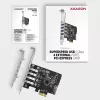 “Axagon PCEU-43RS” PCIe kaart - 4x USB 5 Gbps port, topelt toide, “Renesas PD720201”, SP ja LP