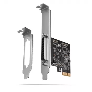 Axagon PCEA-P1N PCIe - 1x paralleelport adapter SP & LP-ga, PCIe, paralleel, emane, täiskõrgus / madalprofiil, PCIe 2.0, Hiina