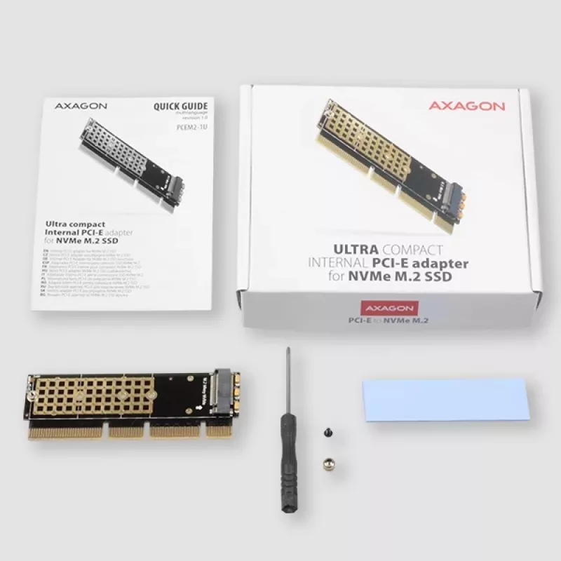 Axagon PCEM2-1U PCIe x16/x8/x4 - M.2 NVMe M-key pesa adapter 1U