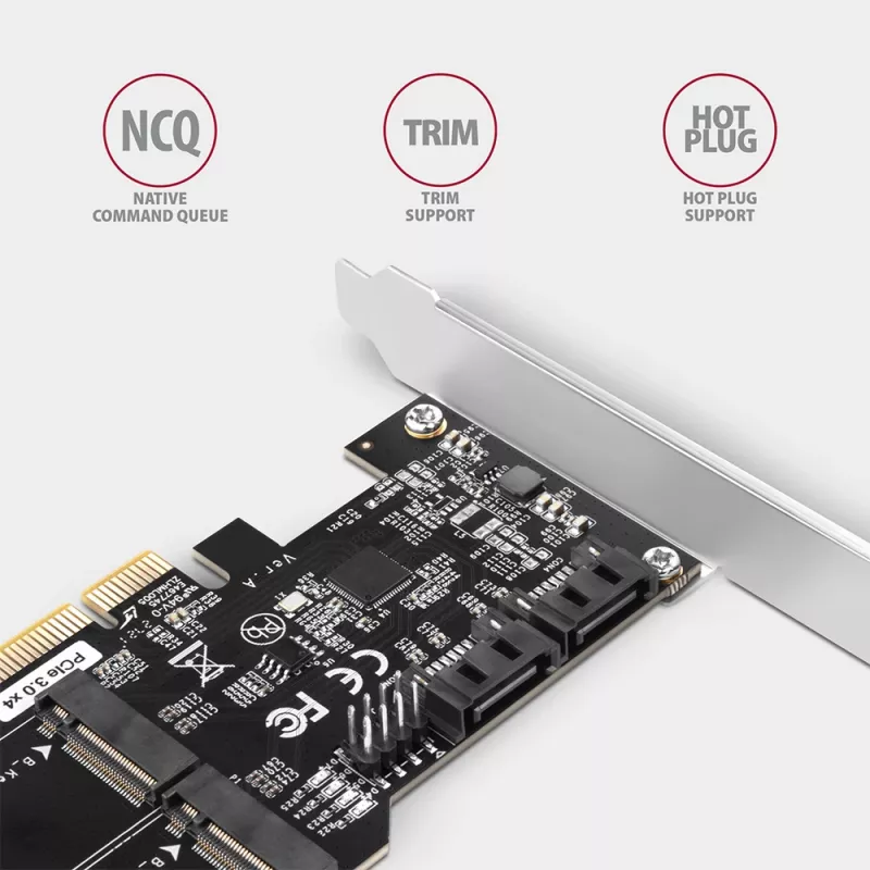 Axagon PCES-SA4M2 PCIe kontroller 2x sisemine SATA 6G port + M.2 B-key liidese kaardid/adapter M.2, SATA
