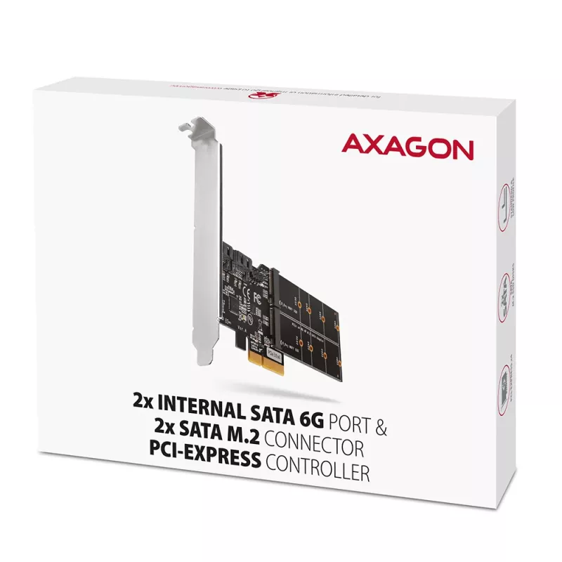 Axagon PCES-SA4M2 PCIe kontroller 2x sisemine SATA 6G port + M.2 B-key liidese kaardid/adapter M.2, SATA
