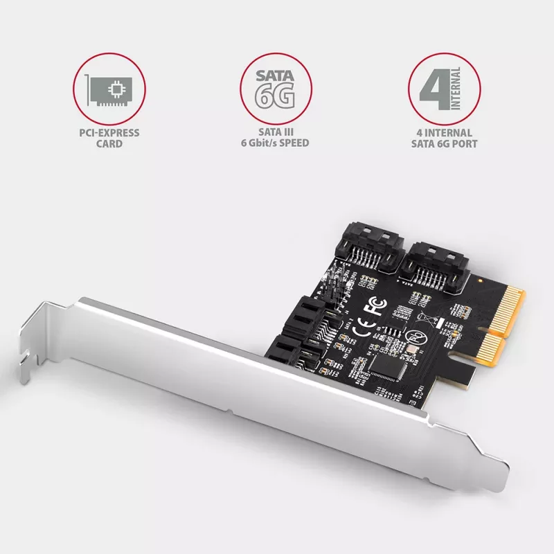 Axagon PCES-SA4X4 PCIe kontroller - 4x sisemine SATA 6G port, ASM1164, SP ja LP