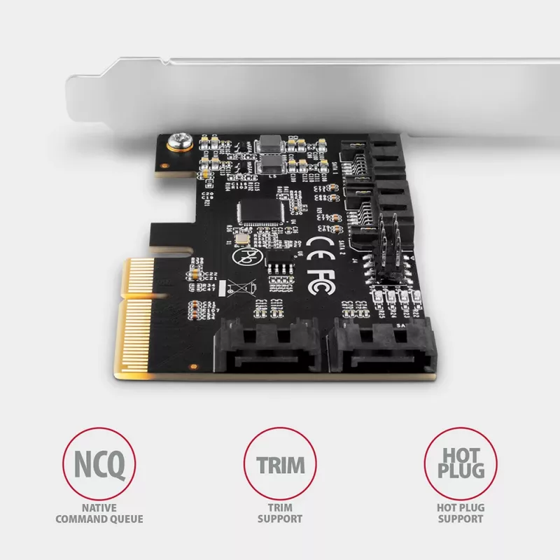 Axagon PCES-SA4X4 PCIe kontroller - 4x sisemine SATA 6G port, ASM1164, SP ja LP