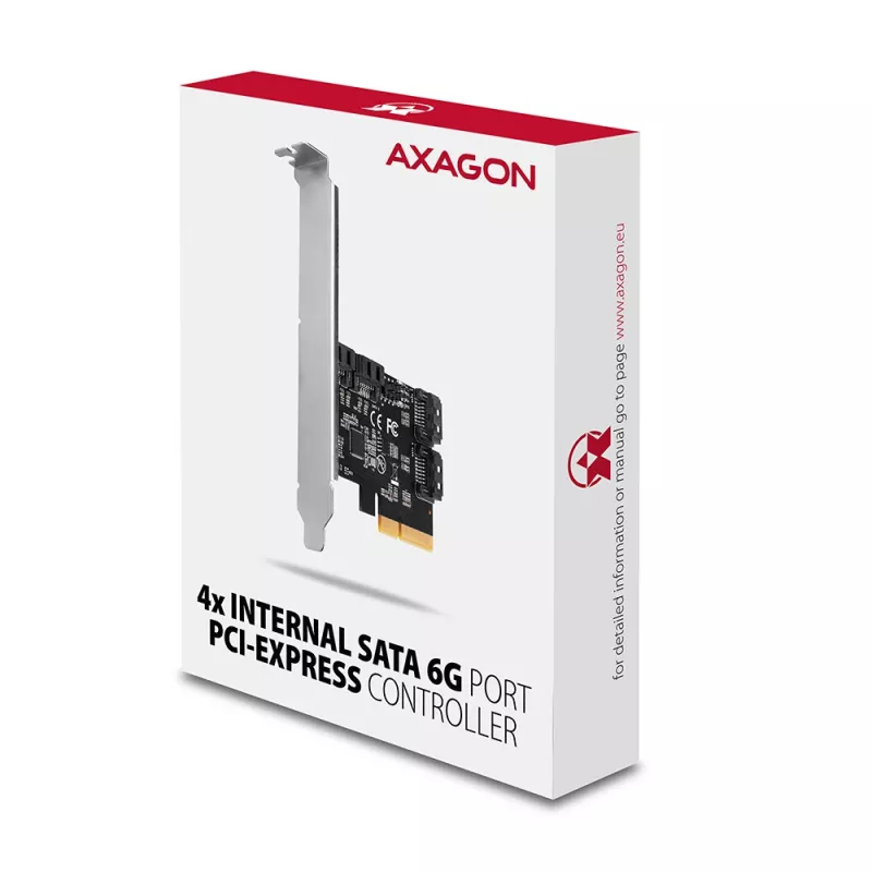 Axagon PCES-SA4X4 PCIe kontroller - 4x sisemine SATA 6G port, ASM1164, SP ja LP