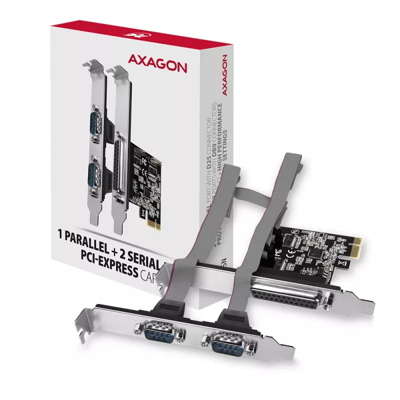 Axagon PCEA-PSN PCIe - 1x paralel & 2x serial port 250 kbps adapter w. SP & LP