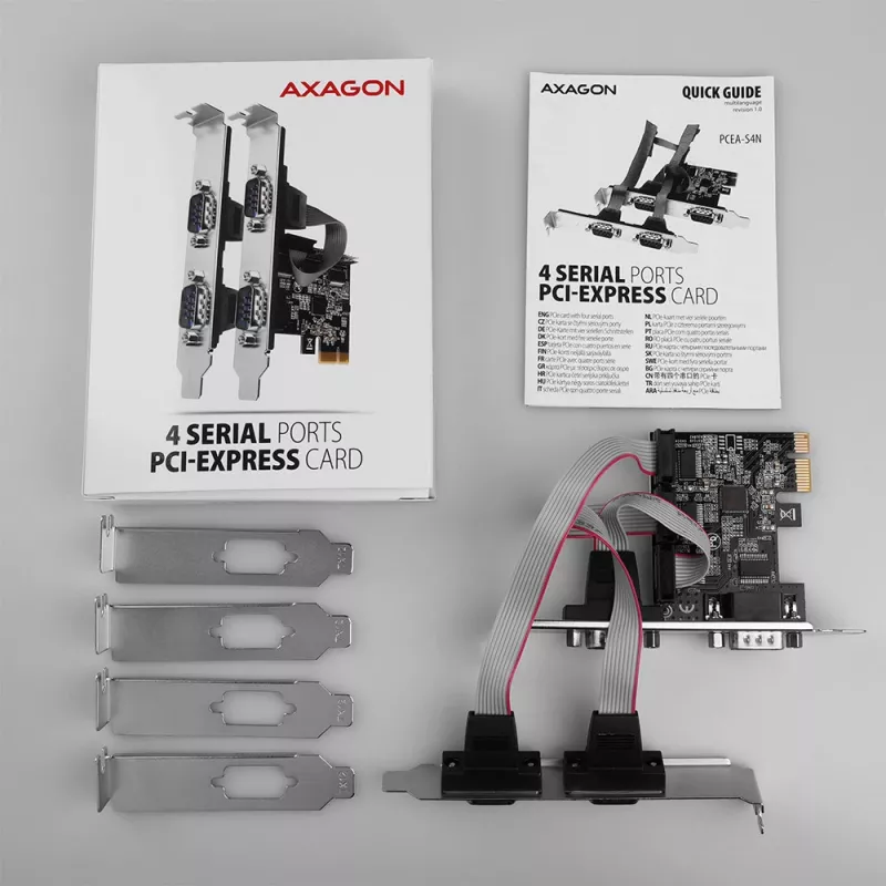 Axagon PCEA-S4N PCIe - 4x jadaporti 250 kbps adapter SP ja LP klambritega