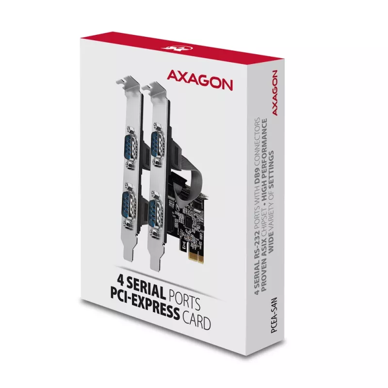 Axagon PCEA-S4N PCIe - 4x jadaporti 250 kbps adapter SP ja LP klambritega