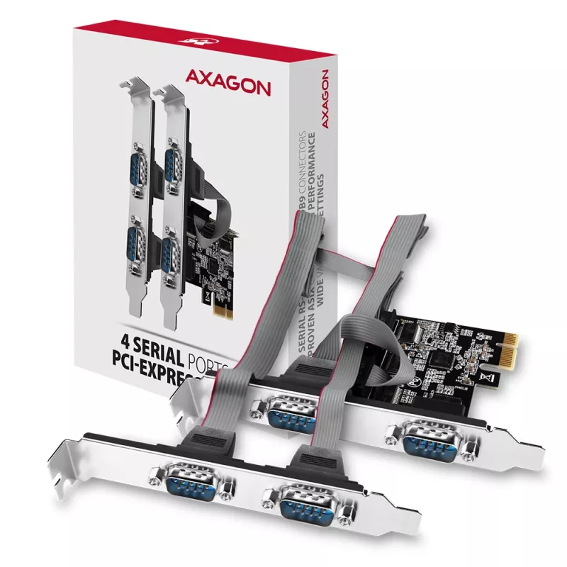 Axagon PCEA-S4N PCIe - 4x jadaporti 250 kbps adapter SP ja LP klambritega