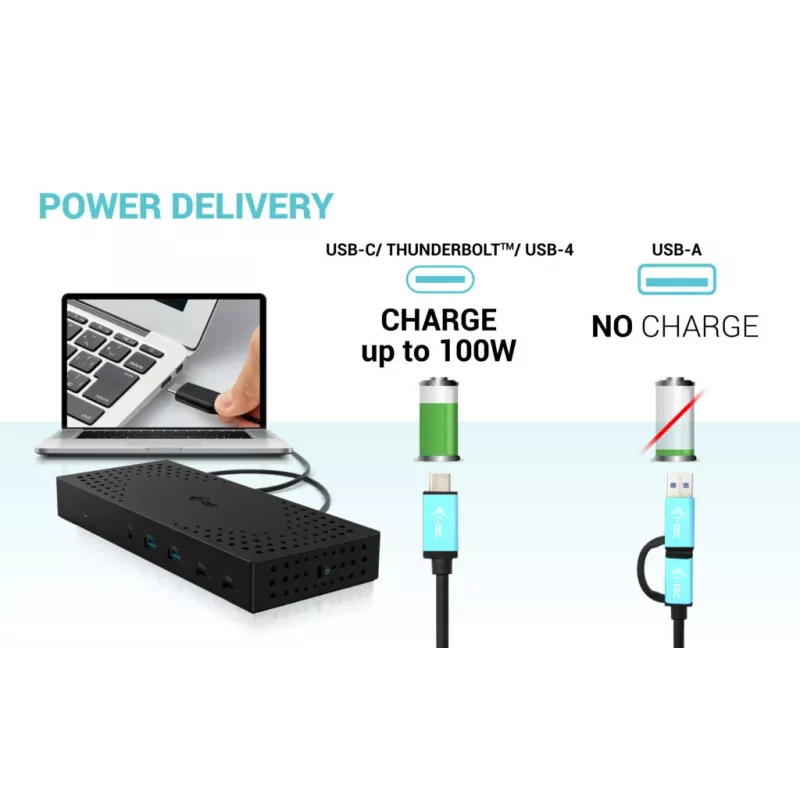 i-tec USB 3.0 / USB-C / Thunderbolt, 3x 4K dokkimisjaam Gen 2 + Power Delivery 100W