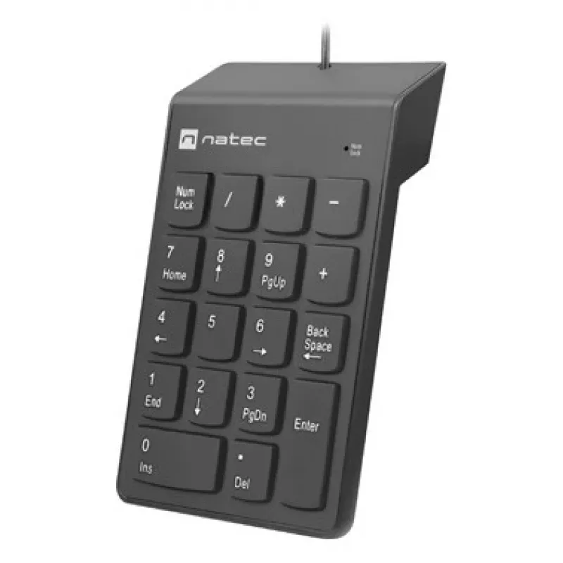 Numbriklaviatuur NATEC GOBY 2 USB 18‑klahviline membraan Must — juhtmega USB, 18 klahvi, 1,5 m kaabel, ABS-korpus