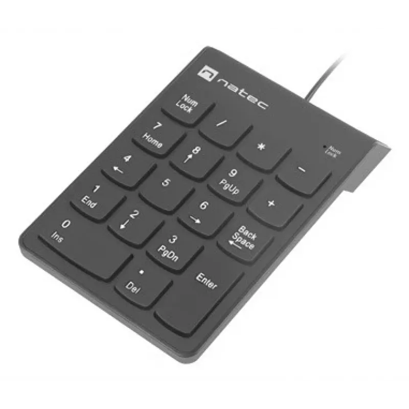 Numbriklaviatuur NATEC GOBY 2 USB 18‑klahviline membraan Must — juhtmega USB, 18 klahvi, 1,5 m kaabel, ABS-korpus