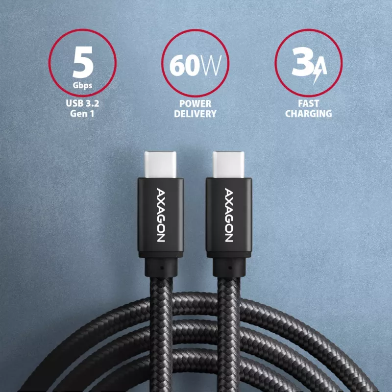 USB-kaabel Axagon BUCM3-CM15AB 1,5 m USB 3.2 Gen 1 must