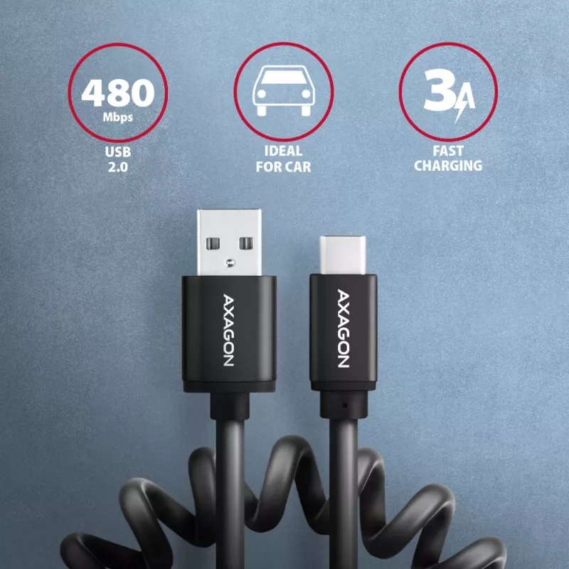 USB-kaabel Axagon BUCM-AM10TB USB 2.0 0,6m USB-C USB-A must
