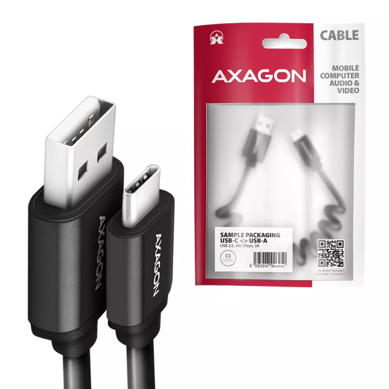 USB-kaabel Axagon BUCM-AM10TB USB 2.0 0,6m USB-C USB-A must