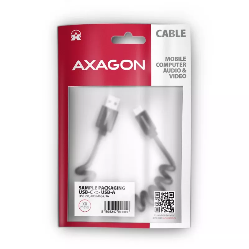 USB-kaabel Axagon BUCM-AM10TB USB 2.0 0,6m USB-C USB-A must
