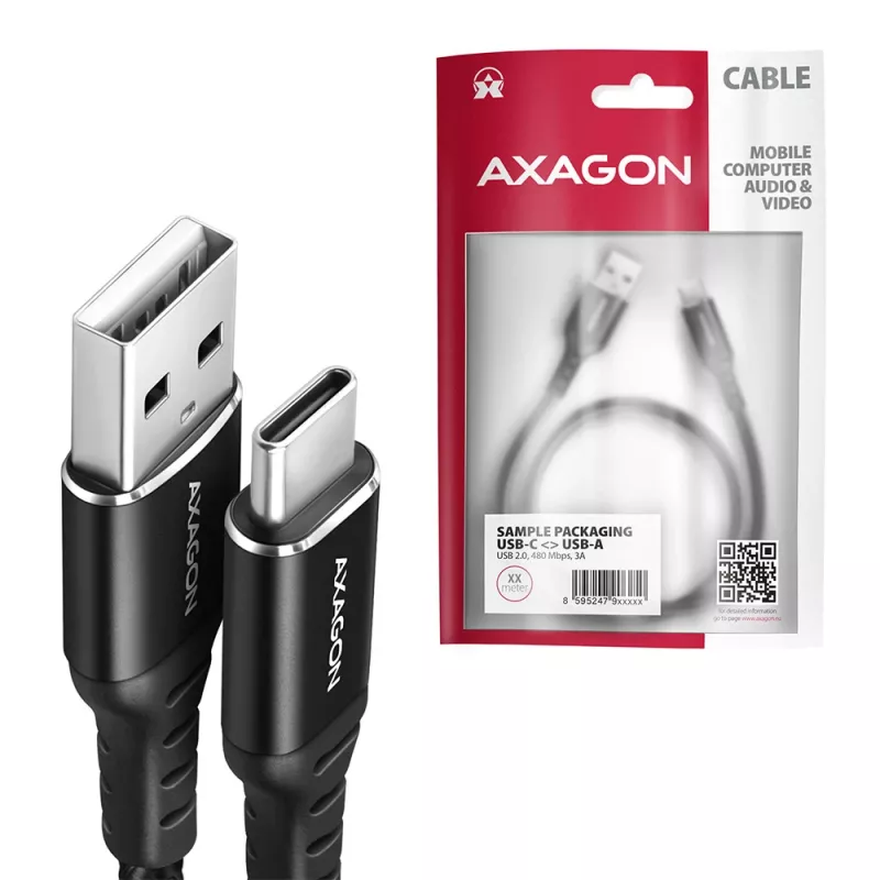 USB-kaabel Axagon BUCM-AM20AB 2m USB A USB C must