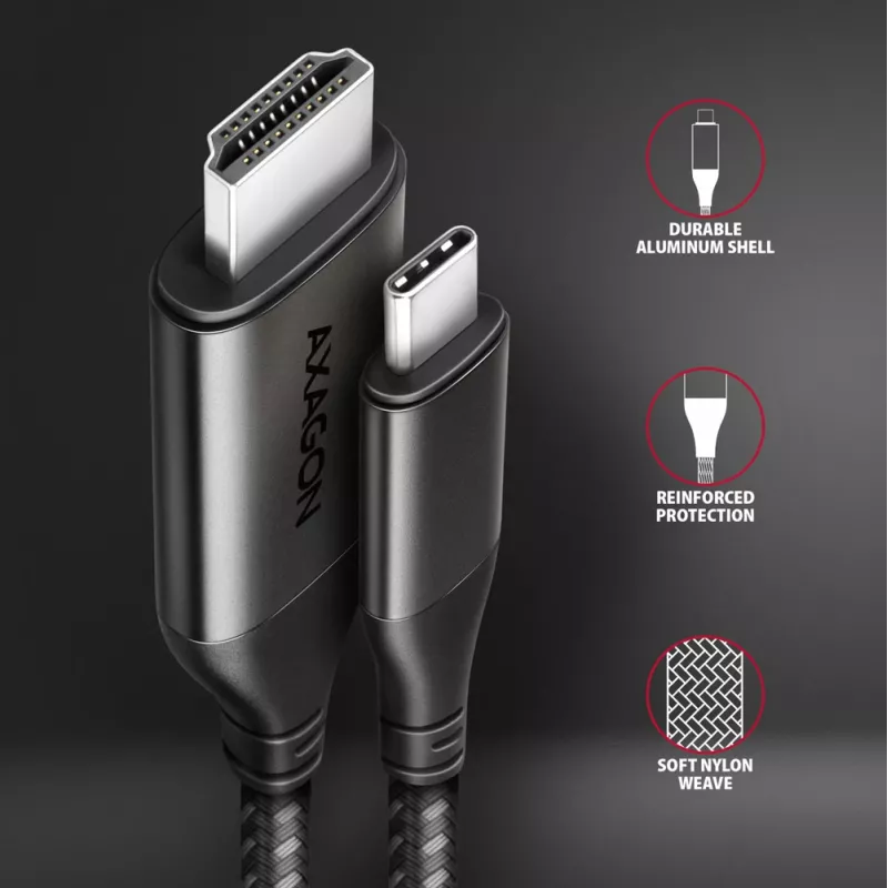 Axagon RVC-HI2MC USB-C -> HDMI 2.0a kaabel 1,8 m, 4K/60Hz HDR10