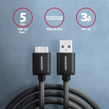 Axagon BUMM3-AM10AB SPEED Micro-B USB <> USB-A 3.2 Gen 1 kaabel 1 m