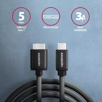 USB-kaabel Axagon BUMM3-CM10AB Micro-USB B – USB-C 1 m must
