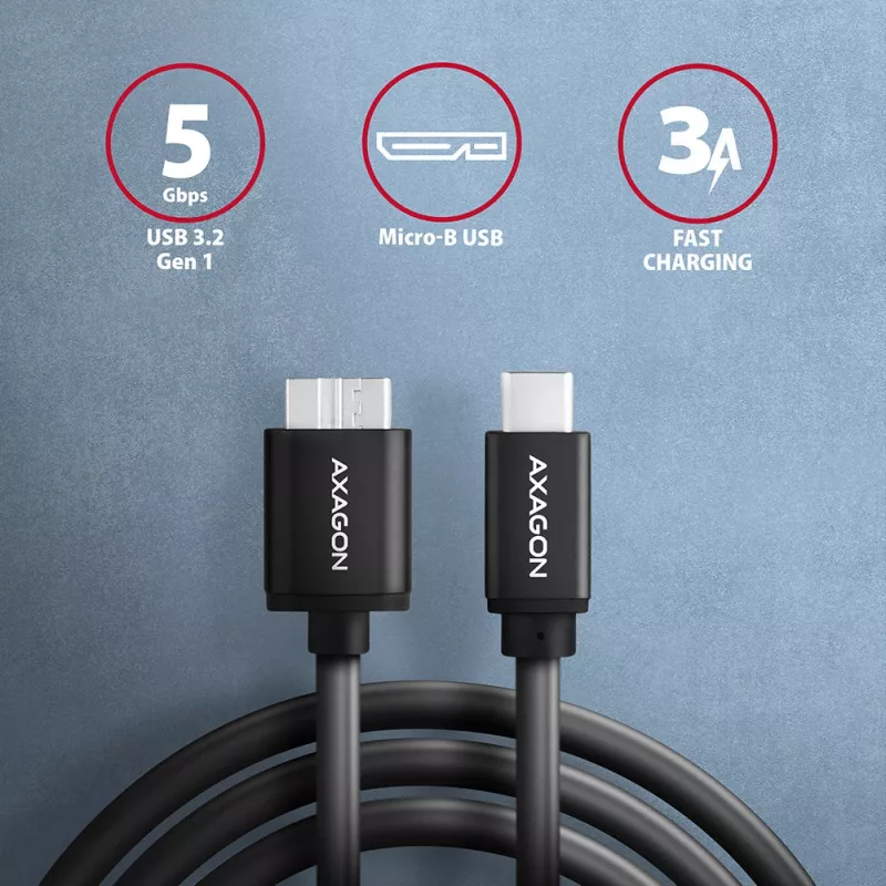 USB-kaabel Axagon BUMM3-CM10AB Micro-USB B – USB-C 1 m must