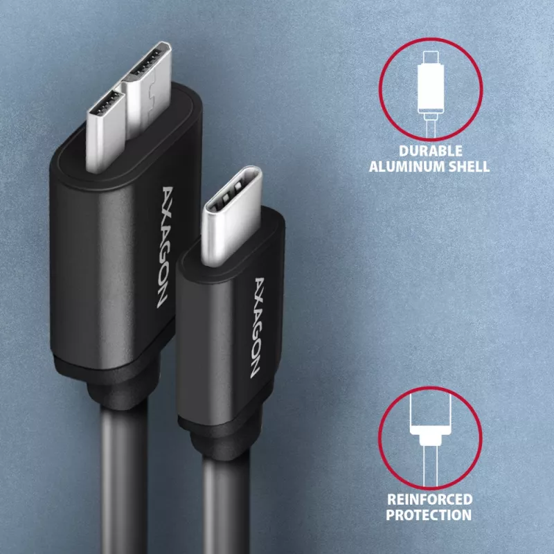 USB-kaabel Axagon BUMM3-CM10AB Micro-USB B – USB-C 1 m must