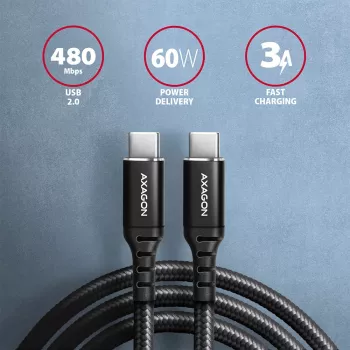 USB-kaabel Axagon BUCM-CM30AB USB 2.0 3 m USB C Must