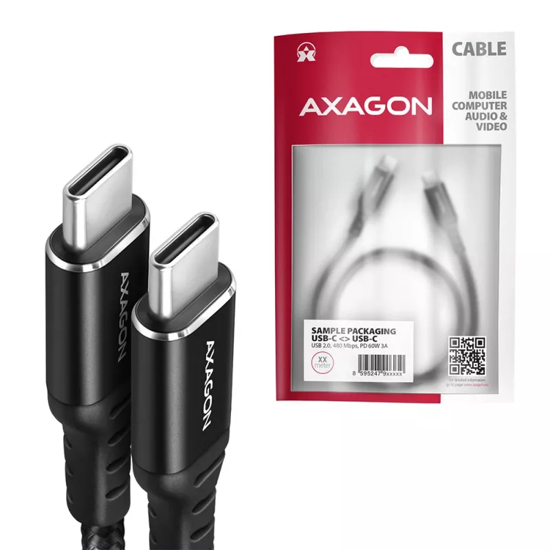 USB-kaabel Axagon BUCM-CM30AB USB 2.0 3 m USB C Must