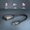 Axagon RUCM-AFAC kaabli adapter USB-C (M) -> USB-A (F), 20cm, USB 3.2 Gen 1, 3A, ALU