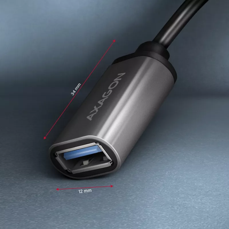 Axagon RUCM-AFAC kaabli adapter USB-C (M) -> USB-A (F), 20cm, USB 3.2 Gen 1, 3A, ALU