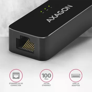 AXAGON ADE-XR USB 2.0 Type-A Fast Ethernet 10/100 adapter, must, 0,023 kg