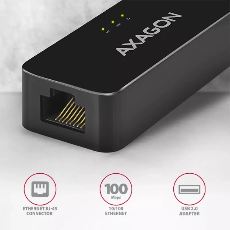 AXAGON ADE-XR USB 2.0 Type-A - Fast Ethernet 10/100 adapter, RJ-45, Realtek RTL8152, must, 23 g
