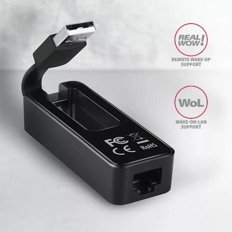 AXAGON ADE-XR USB 2.0 Type-A - Fast Ethernet 10/100 adapter, RJ-45, Realtek RTL8152, must, 23 g