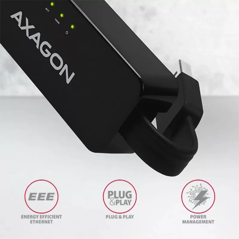 AXAGON ADE-XR USB 2.0 Type-A - Fast Ethernet 10/100 adapter, RJ-45, Realtek RTL8152, must, 23 g
