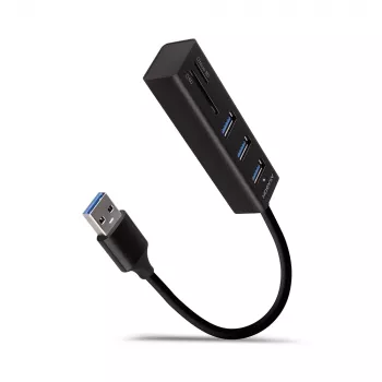 Axagon HMA-CR3A Metallist USB 3.2 Gen 1 mitme pordiga jaotur kolme USB-pordi ja kaardilugejaga