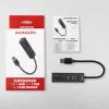 Axagon HMA-CR3A Metallist USB 3.2 Gen 1 mitme pordiga jaotur kolme USB-pordi ja kaardilugejaga