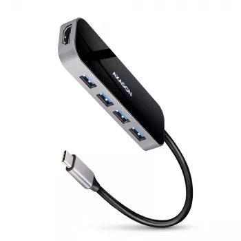 Axagon HMC-6H4A USB 3.2 Gen 1 jaotur, 4x USB-A, HDMI 4k/30Hz, PD 100W, 20 cm USB-C kaabel