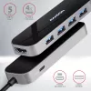 Axagon HMC-6H4A USB 3.2 Gen 1 jaotur, 4x USB-A, HDMI 4k/30Hz, PD 100W, 20 cm USB-C kaabel