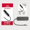 Axagon HMC-6H4A USB 3.2 Gen 1 jaotur, 4x USB-A, HDMI 4k/30Hz, PD 100W, 20 cm USB-C kaabel