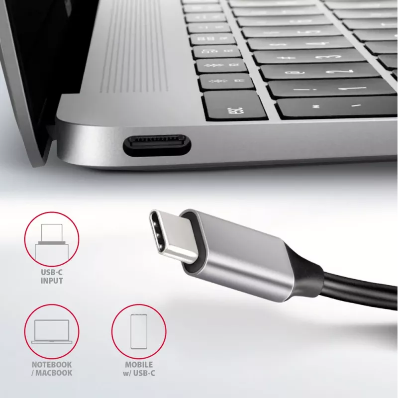 Axagon HMC-HCR3A 3x USB-A+ HDMI+ SD/microSD USB-C 3.2 Gen 1 jaotur 20 cm juhtmega USB 3.2 Gen 1 (3.1 Gen 1) Type-C hall